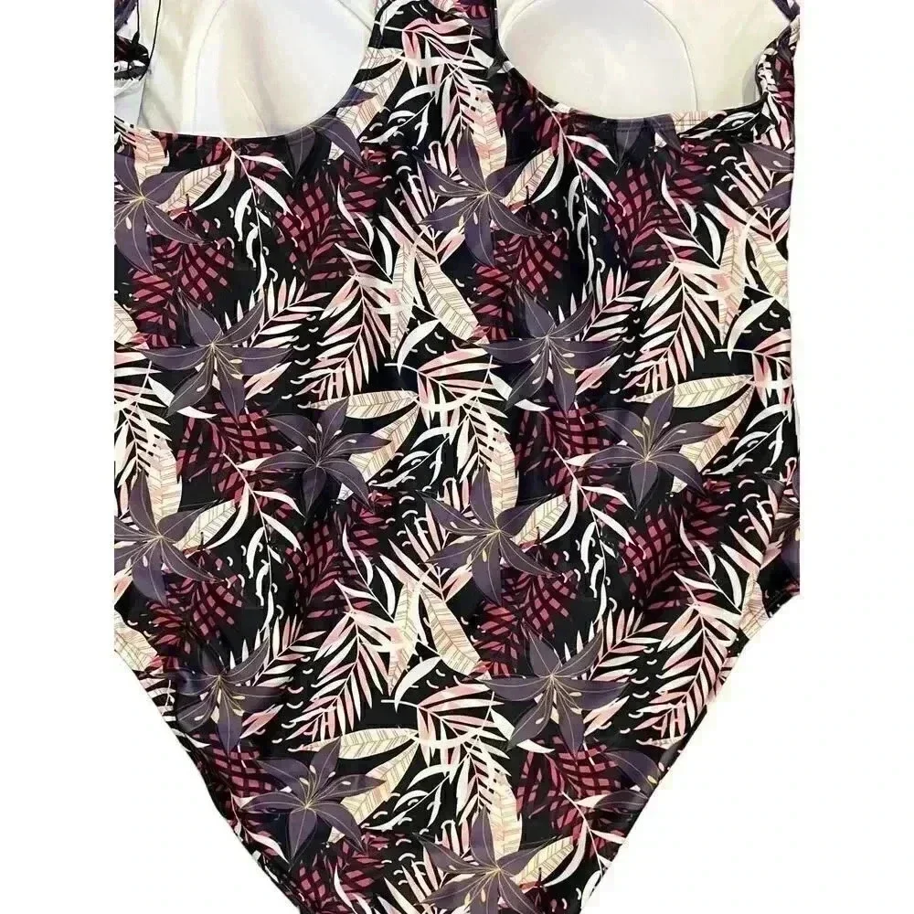 NWT Nicole Miller Medium Raspberry Print Lightly Padded One Piece Swimsuit 3X - Picture 5 of 5